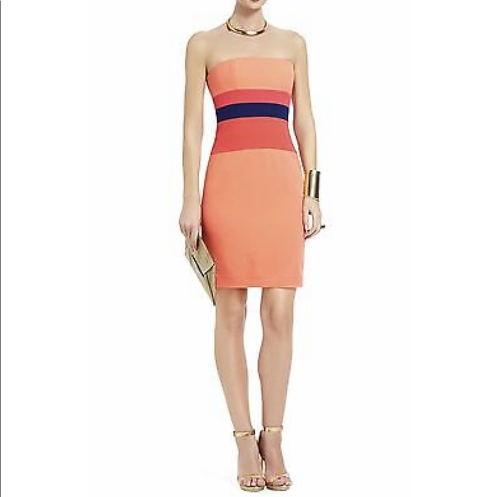 Bcbgmaxazria Reesie color block strapless dress NWT